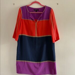 Colorblock Dress with Gold Trim